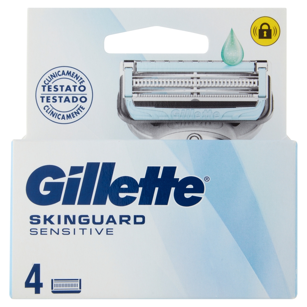 Gillette Lamette Rasoi Uomo SkinGuard Sensitive per Rasoio a 2 Lame, Confezione da 4 Lamette Barba